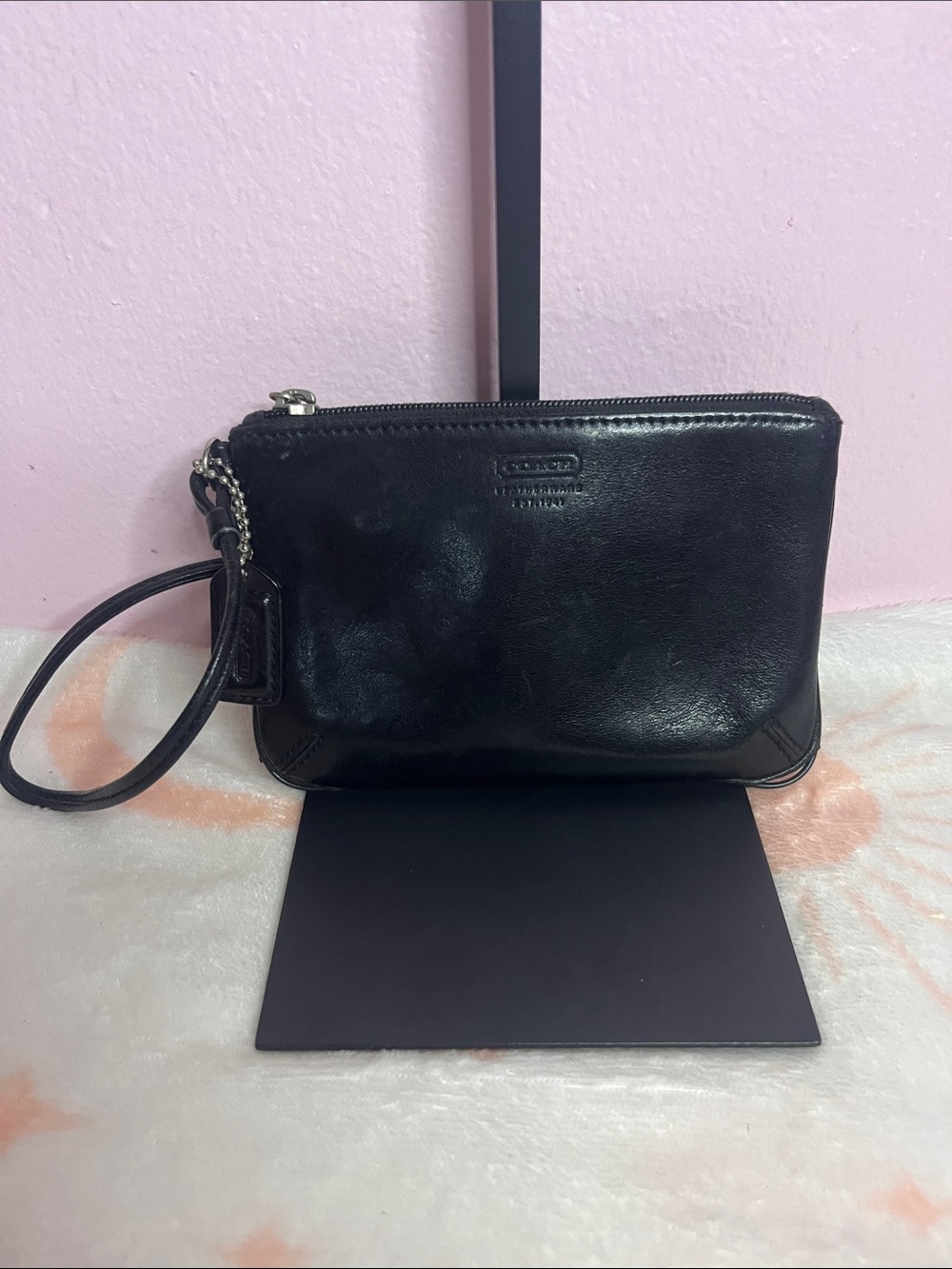 Black Coach Leather Wristlet
